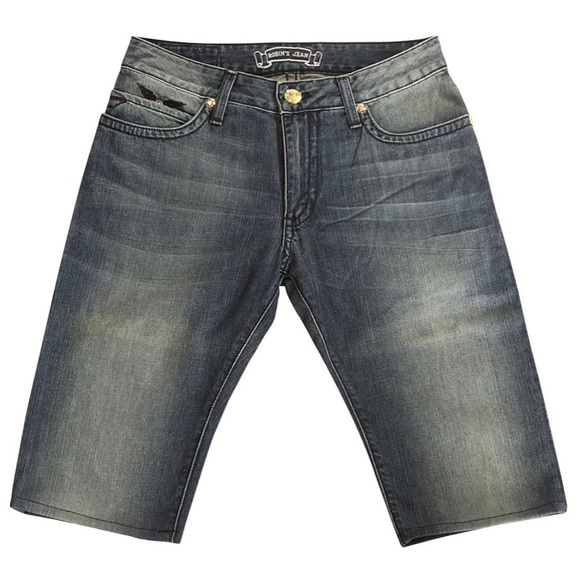 Authentic robins Jean LONG FLAP SHORTS W CRYSTALS VINTAGE BLUE men 32 brand new - Picture 2 of 3